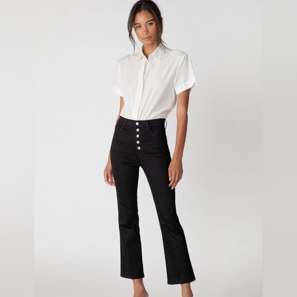 NWT J Brand Lillie High-Rise Crop Flare Jeans in Vesper Noir